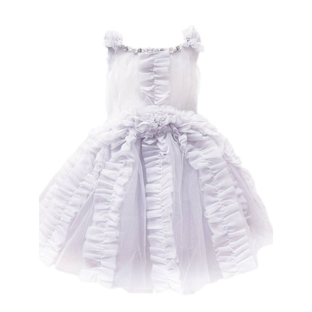 NWT $260 Petite Maison Kids Ariel Lavender Tulle Dress Girls 4Y Ruffle Pearl Gem